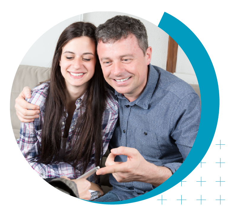 image of female college student and male guardian/parent | Higher Ed Marketing & Student Search Services | enrollmentFUEL