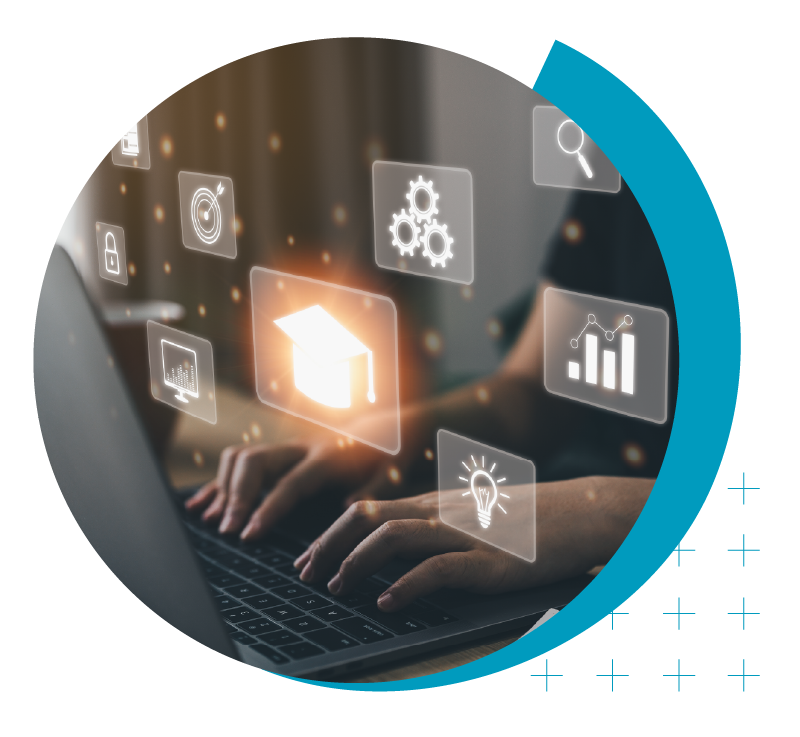 image of various icons in relation to higher ed marketing | enrollmentFUEL | Student Search