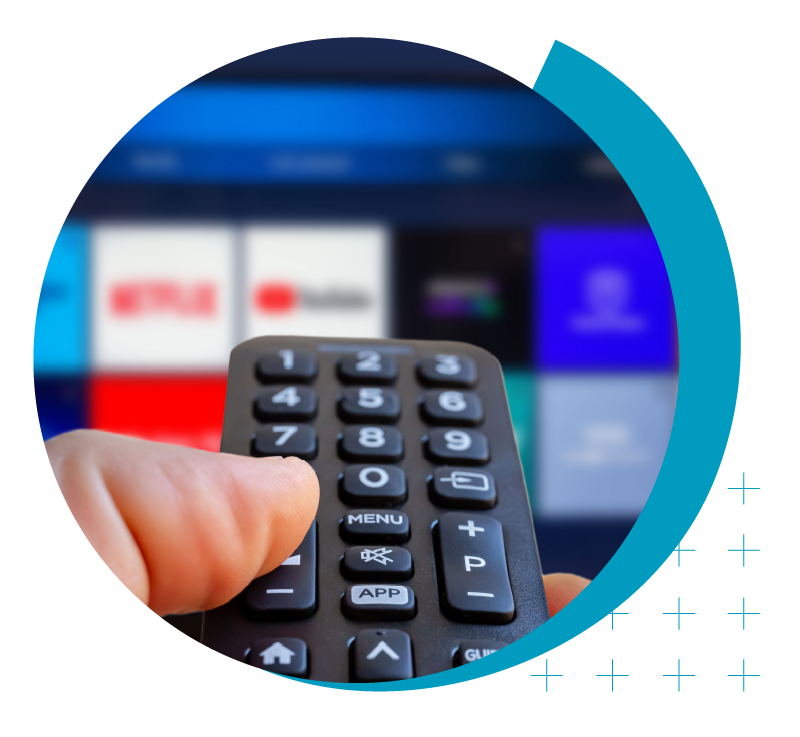 image of person using a television remote | Higher Ed Marketing & Student Search Services | enrollmentFUEL