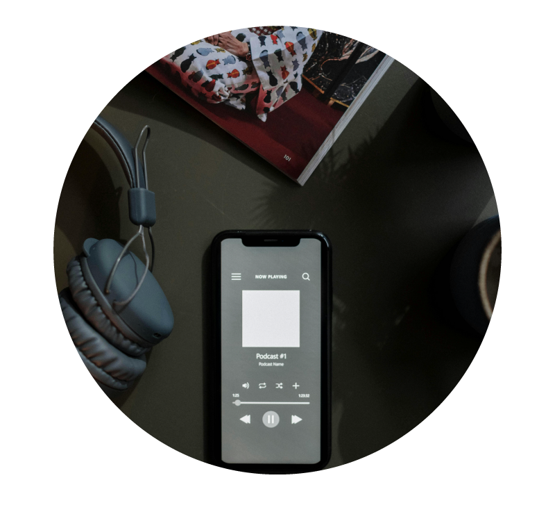 image of a mobile device playing a podcast episode | Higher Ed Marketing & Student Search Services | enrollmentFUEL