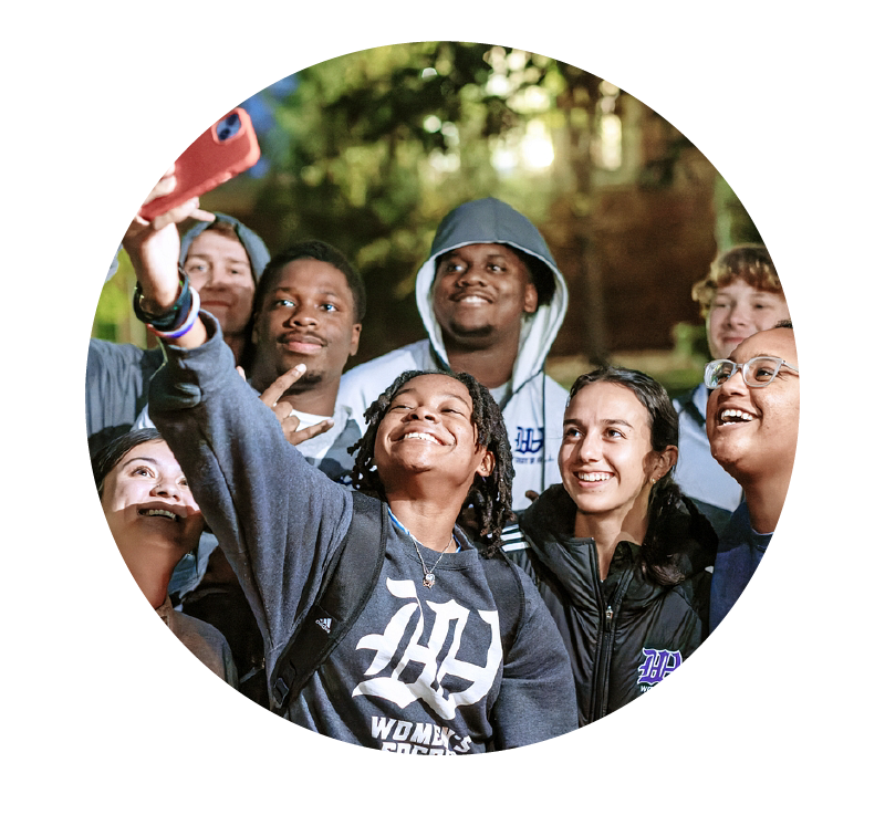image of student group taking a selfie | Higher Ed Marketing & Student Search Services | enrollmentFUEL