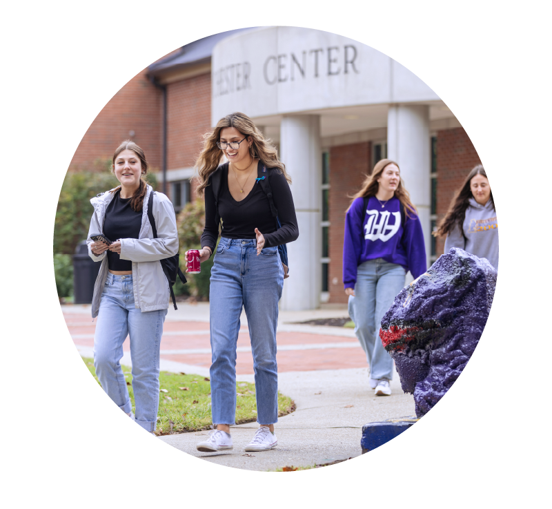 group of students walking together on a college campus | Higher Ed Marketing & Student Search Services | enrollmentFUEL