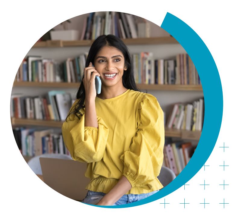 Higher Ed Marketing & Student Search Services | enrollmentFUEL | image of young woman talking on the phone
