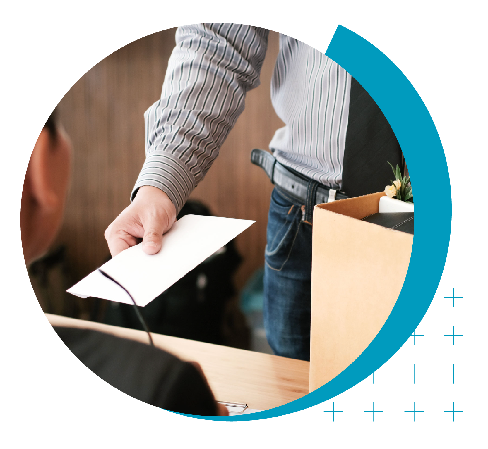 Higher Ed Marketing & Student Search Services | enrollmentFUEL | image of a professional handing in a resignation letter