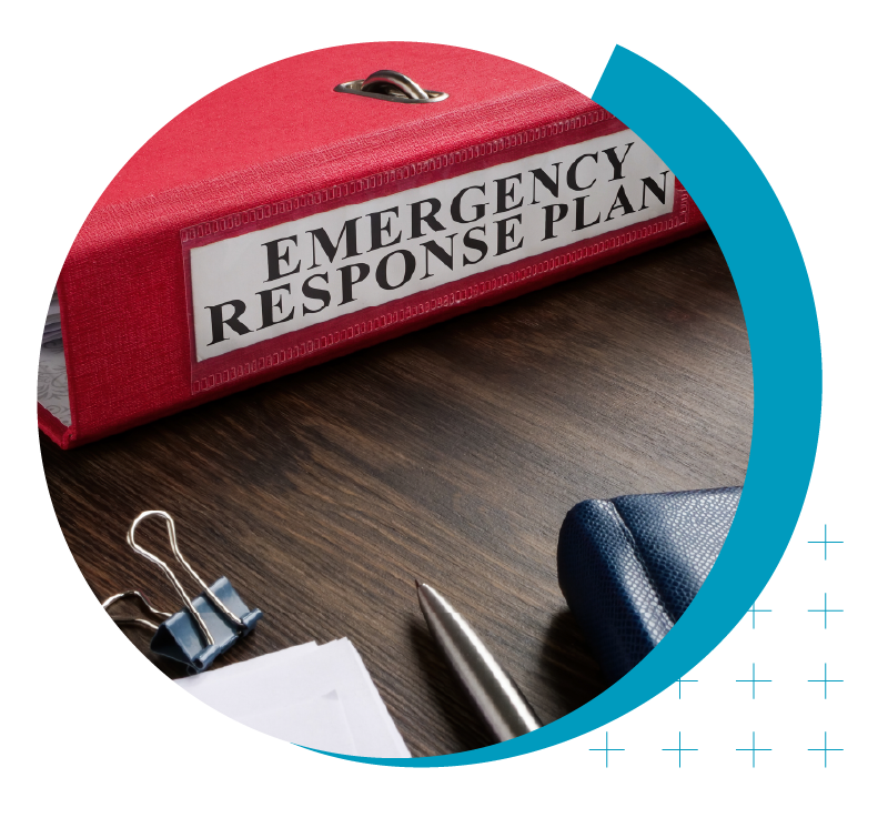 Higher Ed Marketing & Student Search Services | enrollmentFUEL | image of a binder with the label "Emergency Response Plan"
