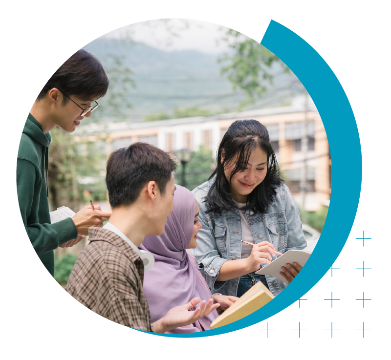 Higher Ed Marketing & Student Search Services | enrollmentFUEL | image of college students communing