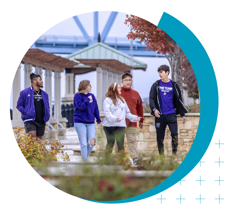 Higher Ed Marketing & Student Search Services | enrollmentFUEL | image of college students walking across campus together