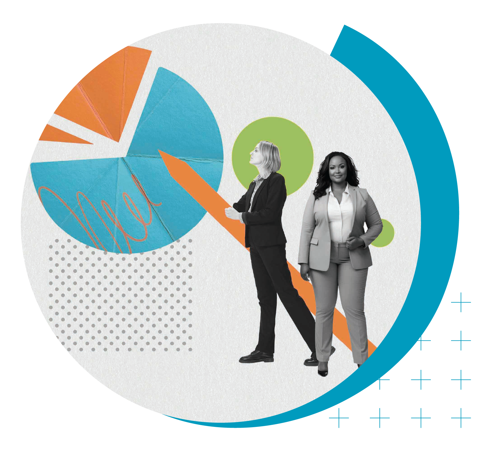 Higher Ed Marketing & Student Search Services | enrollmentFUEL | image of professionals with various graph-like iconography